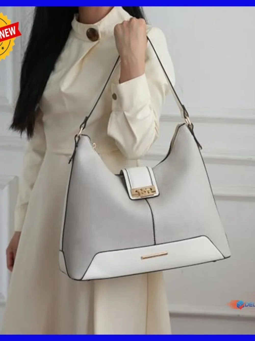 Vegan Leather Hobo Bag with Wristlet, Convertible Shoulder Purse